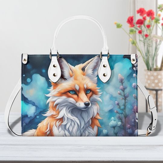 Stunning Winter Fox Purse, Vegan Leather Cottagecore Handbag