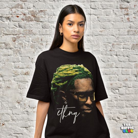 Young Thug T-shirt, Green T Shirt, Hip Hop Rap Face Tee