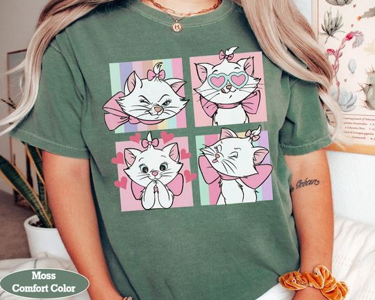 Disney The Aristocats Cute Marie Cat Emotions Love Heart Shirt, WDW Magic Kingdom Tshirt