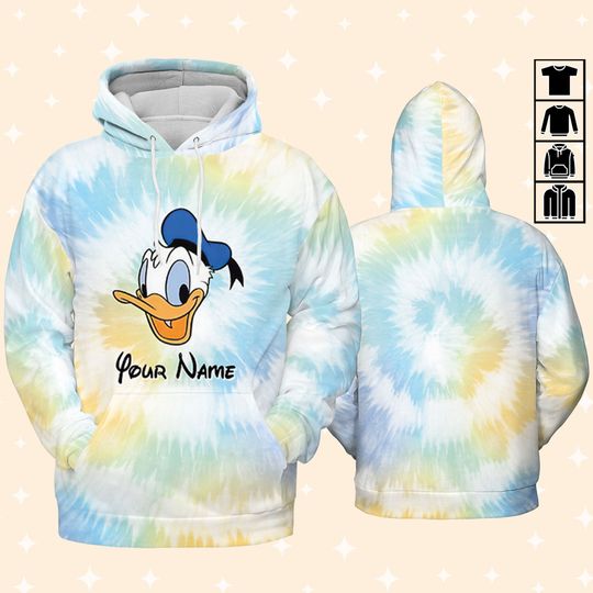 Discover Custom Donald Duck Tie Dye Hoodie