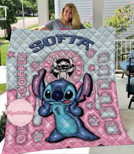 Lilo Stitch Quilt Pattern, Stitch Disney Modern Quilt, Stitch Comforter Quilt