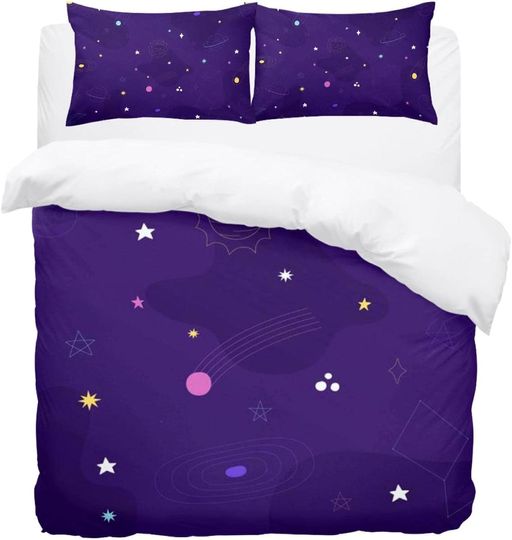 Bedding Set Space Starry Sky Galaxy Purple Printed Bedding Set