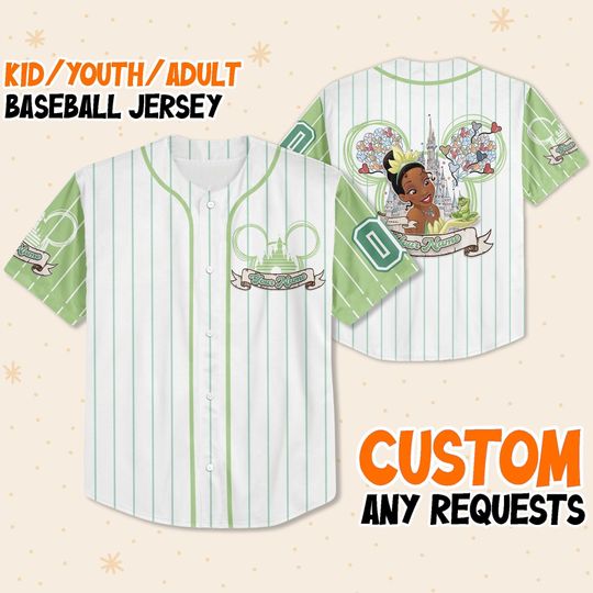 Personalize Princess Tiana Disney, Custom Disney Princess Jersey, Disney Game Day Jersey