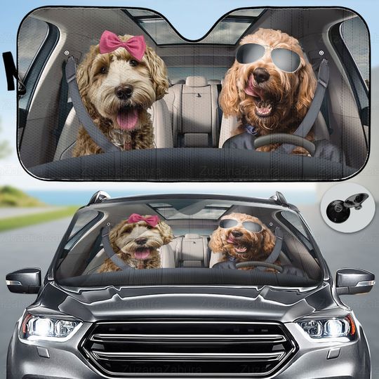 Poodle Car Sun Shade, Dog Car sunshade, Animal car sunshade