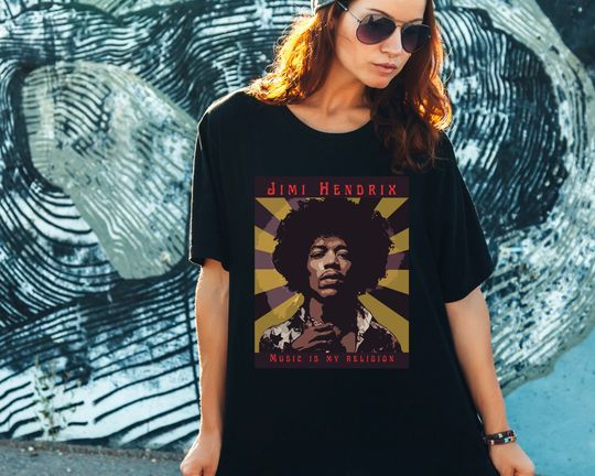 Jimi Hendrix Tshirt, Rock Music Gift for Music Lover