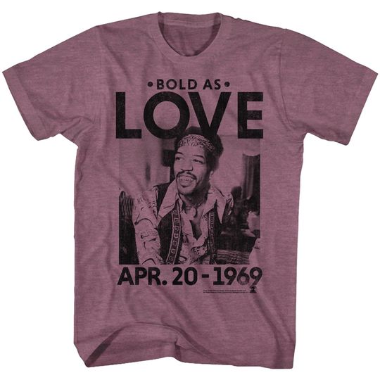 Jimi Hendrix Bold As Love Vintage Maroon T-Shirt