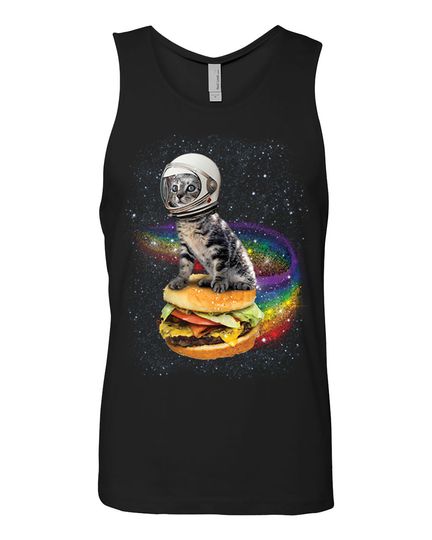 Discover Space Cat Tank, RAINBOW BURGER CAT, Men's Tank Top, Bro Tank