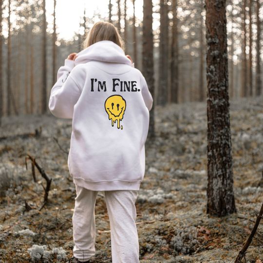 I'm Fine Funny Melting Smile Emoji Hoodie