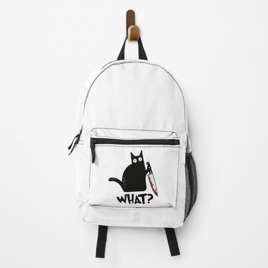 Cat What? Murderous Black Cat With Knife Gift Premium T-Shirt Backpack