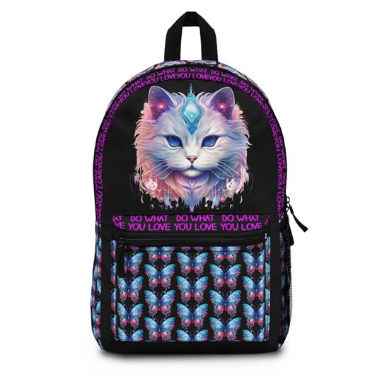 Retro backpack Inspirational backpack Magical cat backpack Do what you love backpack Trending backpack