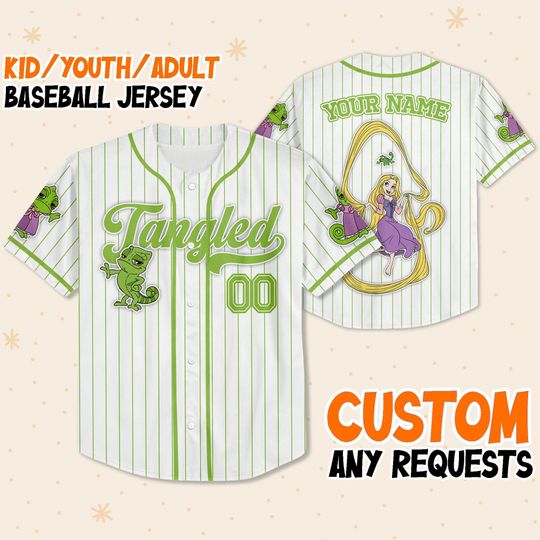 Discover Personalized Disney Tangled Pascal Simple Stripe Baseball Jersey