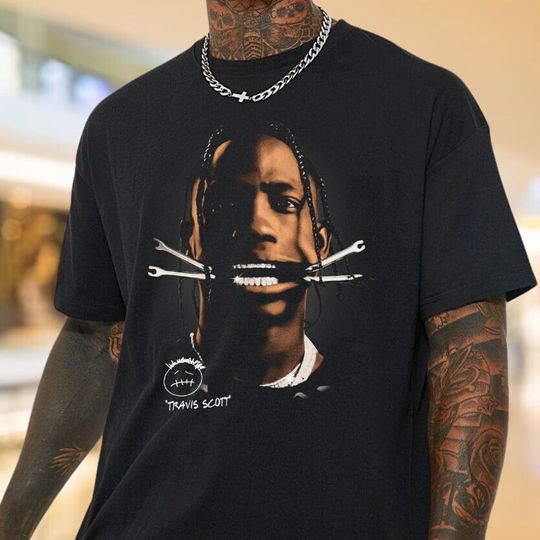 Limited Travis Big Head Shirt, Vintage 90s Style Travis