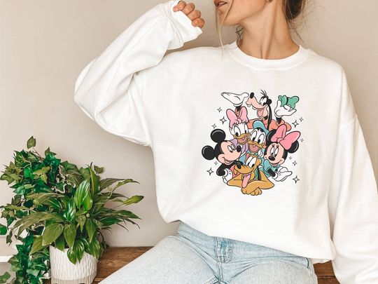 Disney Sweatshirt, Vintage Sweatshirt, Cartoon Sweatshirt, Mickey and Friends, Minnie Mouse Shirt, Daisy Duck Shirt, Holiday Sweatshirt