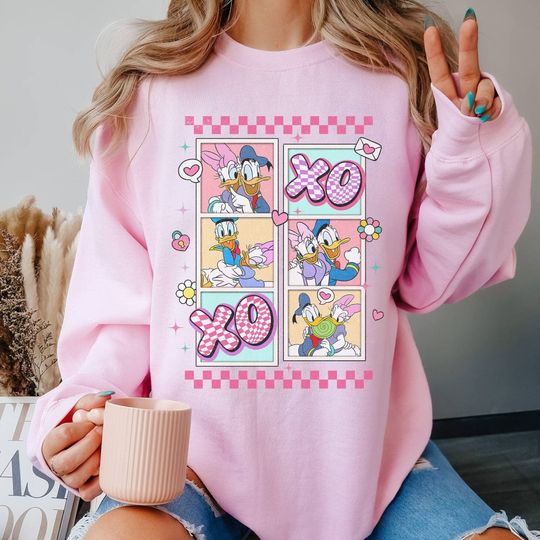 Daisy & Donald XoXo Valentine Sweatshirt, Be Mine Valentine Shirt, Retro Valentines Day Shirt, Disneyland Couple Matching Tee Couple Gift