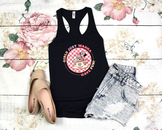 Girls Just Wanna Have Fun Minnie & Daisy Girls Party Tank-top, Disney Epcot Girls Trip Tees
