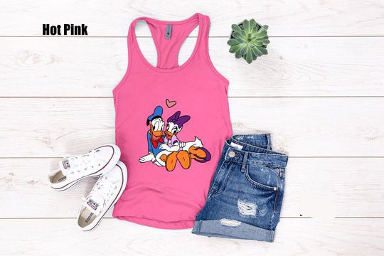Donald Duck and Daisy Duck In Love Tank Top||Valentine Day Gift Tank Top||Cute Ladies Tank top