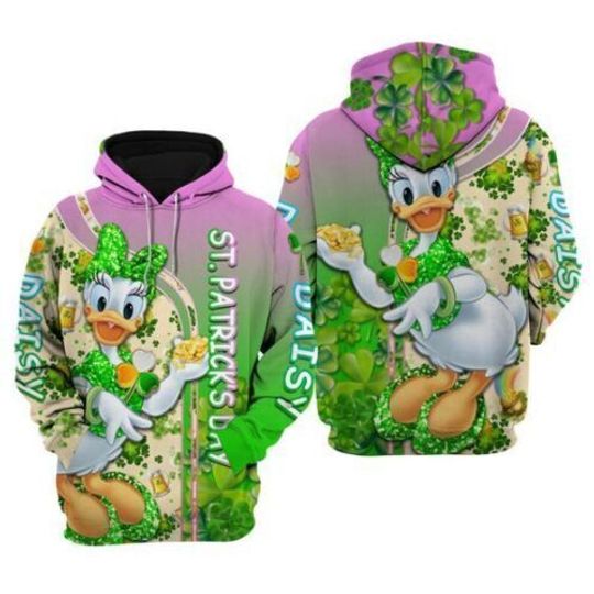 Daisy Duck Irish Shamrocks Day 3D HOODIE