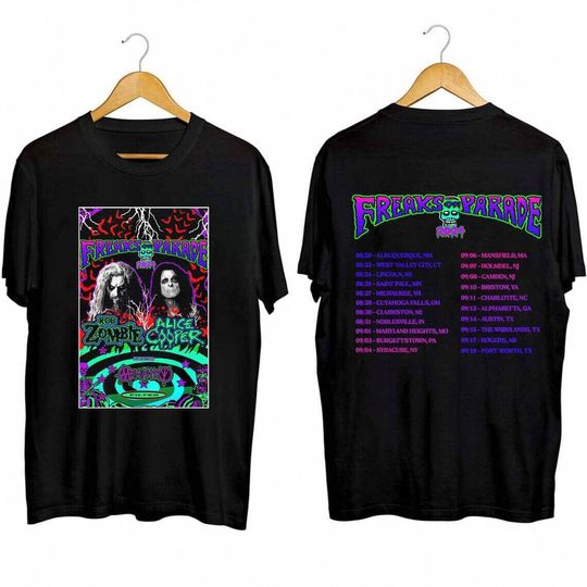 Rob Zombie and Alice Cooper’s 2024 Music Tour Double Sided Shirt