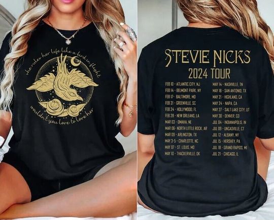 Stevie Nicks Live On Tour 2024 Music Tour Double Sided Shirt