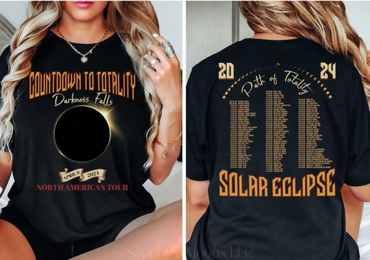 Total Solar Eclipse April 8th 2024 Double Sided Shirt