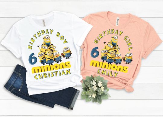 Custom Personalize Minions Birthday Shirt, Minions Custom Shirt,Custom Birthday Minions T-Shirt,Gift Tee for Kids,Birthday Gift Tee,Birthday