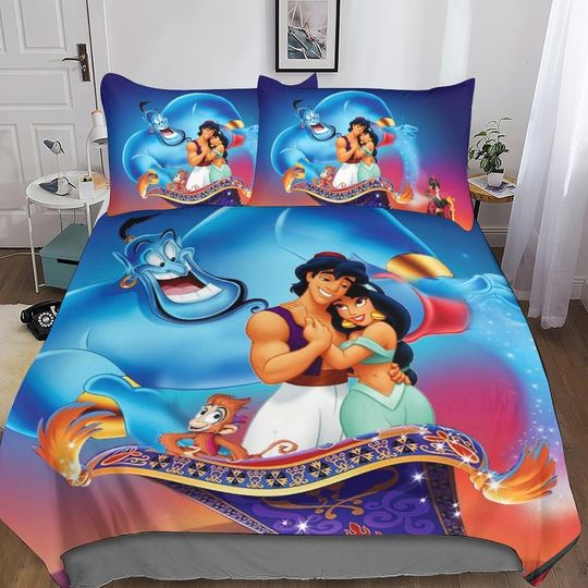 Aladdin 3D  Brushed Microfibre Soft Love Anime Quilt Covers Easy Care Hotel Quality Bedding Sets