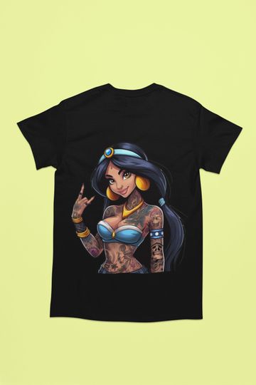 Jasmine Tshirt, Disney Princess, Disney Tshirt, Rock Punk Tattoo, Disney Princess Tattoo T-Shirt