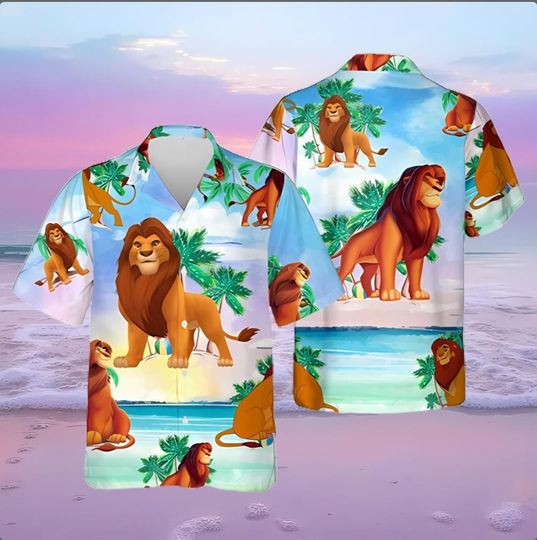 Hawaiian shirt,Gifts For Him, unisex, Group Hawai Gifts,Family Hawai, Lion King Mufasa Palm Tree Beach Vibes Summer Vacation 3d Hawaii Shirt