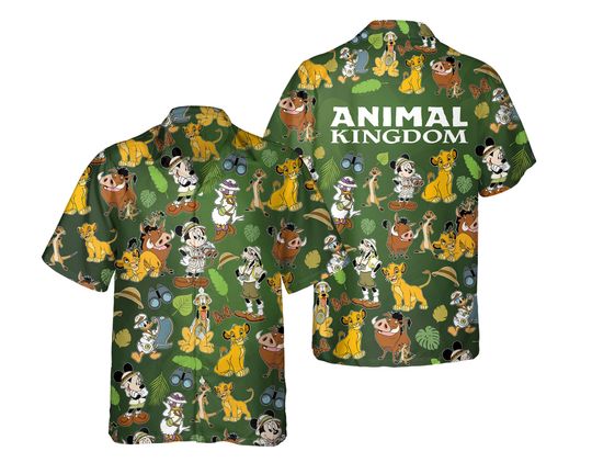 Mickey And Friends Animal Kingdom Hawaiian Shirt, The Lion King Hawaii Shirt, Disney Safari Mode Outfits, Disneyland Family Summer Vacation