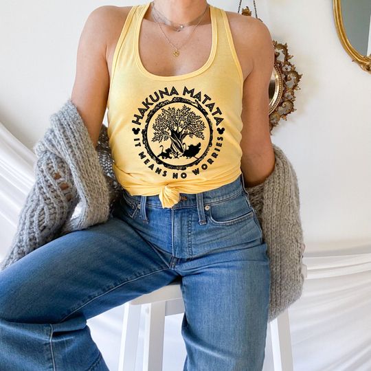Disney Hakuna Matata Ladies Tank, Disney Trip Racerback, Ladies Vacation Tops, Disney World Womens Tank, Disney Gift Tank