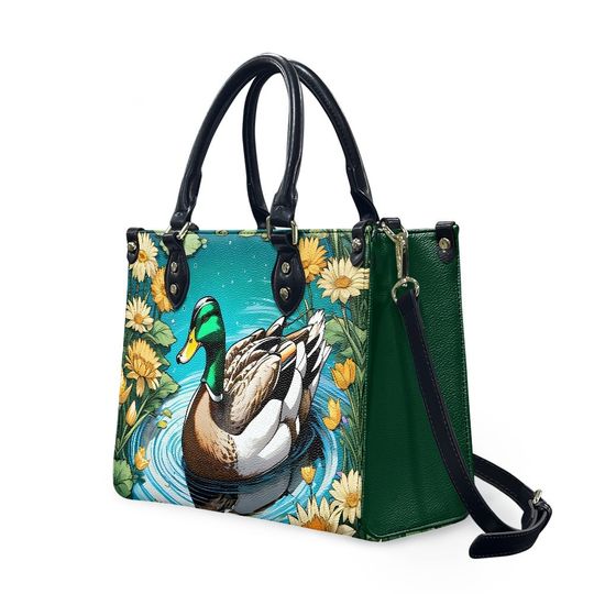 Mallard Duck - Leather bag with cute animal print, Mother's day Gift