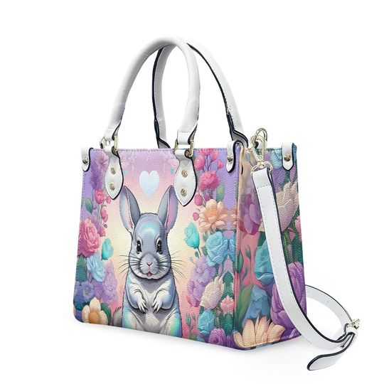 Chinchilla - Leather bag with cute animal print, Mother's day Gift