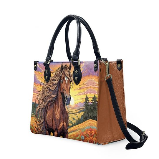 Horse - Leather bag with cute animal print, Mother's day Gift