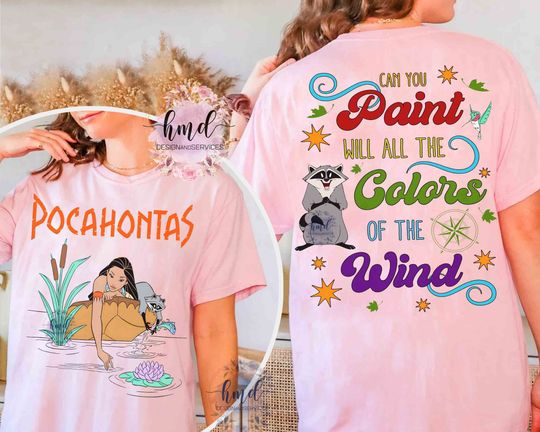 Disney Pocahontas Afternoon Dreaming Colors Of The Wind Shirt, Princess Meeko Raccoon Tee, WDW Magic Kingdom Family Gift