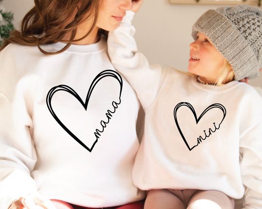 Mama Mini Swearshirt, Mama Crewneck Sweater, Mini   Sweatshirt, Matching Mother Daughter Crewneck, Mommy And Me Pullover Sweatshirt