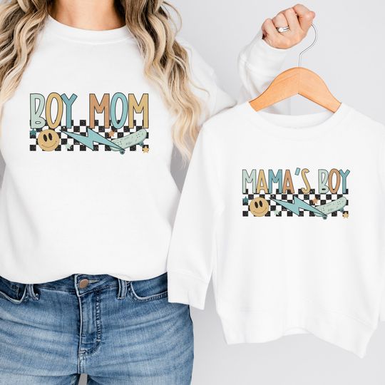 Mommy and Me Sweatshirt Gift for her, Mothers day Gift for Mom and me, Matching Mama and Son T-shirt Retro Gift for Wife and Son T shirt