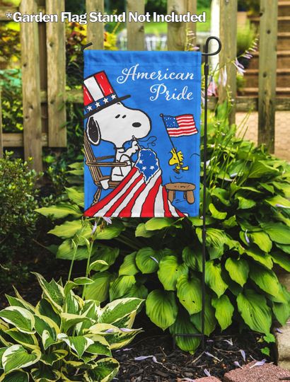 PEANUTS, PEANUTS Proud to Be American Snoopy & WoodstockGarden Flag, Licensed PEANUTS, July 4th, Patriotic