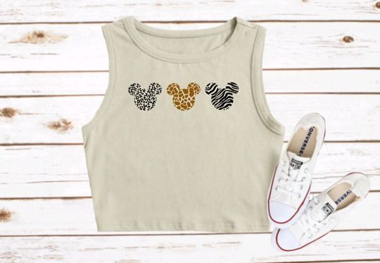 Mickey Mouse Disney Crop Tank Leopard Tiger Cropped Tank Top Disneys Animal Kingdom Tshirts 2024
