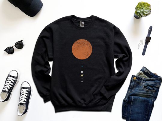 Minimal Solar System Sweatshirt, Solar System Sweatshirt, Soft and Comfortable Sweatshirt, Planets Sweatshirt, Space Lover Gift