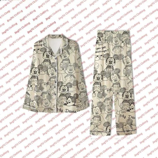 Disney Funny Mickey You Get Message? Pajamas Set