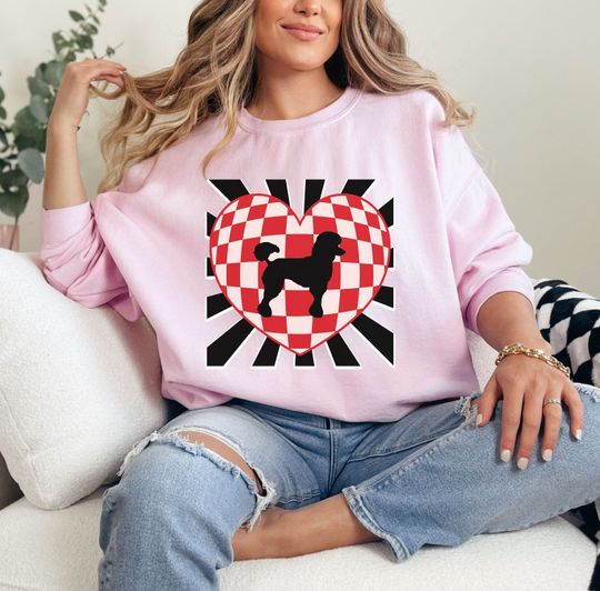 Retro Poodle Sweatshirt, Valentine's Day Gift for Poodle Mom Dad, Poodle Lover Gift, Dog Sweatshirt, Poodle Dog Mom Dad Sweatshirt