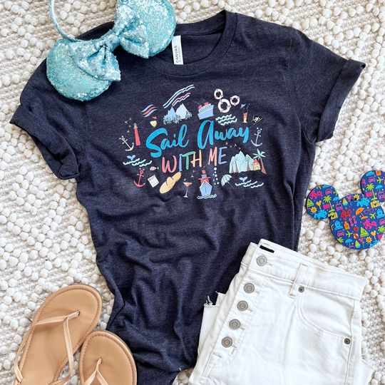 Disney Cruise T-Shirt, Sail Away with Me Disney Cruise Sketch T-Shirt