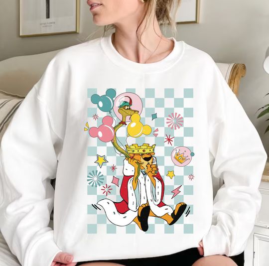 Retro Prince John Sir Hiss Mickey Balloon Sweatshirt, Disney Robin Hood Villains Sweatshirt