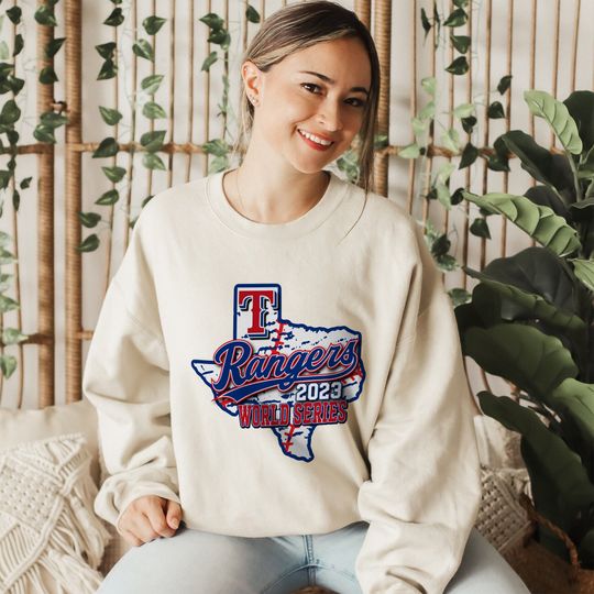 Texas Rangers World Series Sweatshirt, Casual Beige Pullover, Sports Fan Apparel, Comfy Game Day Top, Gift for Baseball Fans