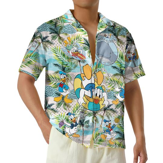 Disneyland Donald Duck Hawaii Shirt, Disney Button Up Shirt