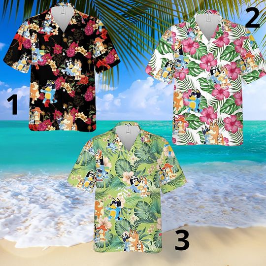 BlueyDad Dog Hawaiian Shirt, BlueyDad Dog Shirt, BlueyDad Dog Shirt,  Hawaiian Shirts for Men Women Kid, Tropical Pattern Shirt for Men Women