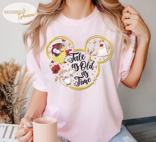 Vintage Tale as Old as Time Mickey head Shirt, Beauty and the Beast T-Shirt, Disney Princess Shirt