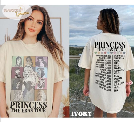 Aurora Princess Eras Tour Shirt, Disney Princess Tour 2 sides Tee, Disney Princess Characters Shirt