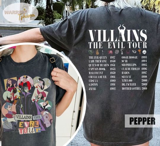 Villains the Evil Tour Maleficent Shirt, Disneyland Villains Eras Tour Tee, Ursula Evil queen Hook Hades Shirt
