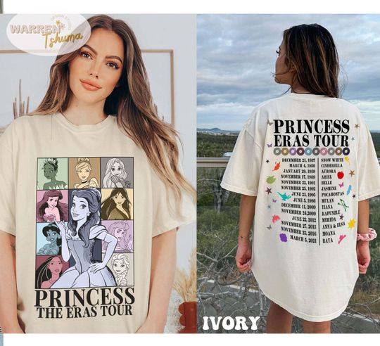 Belle Princess Eras Tour double sides Shirt, Disney Princess Tour Tee, Disney Princess Characters Shirt